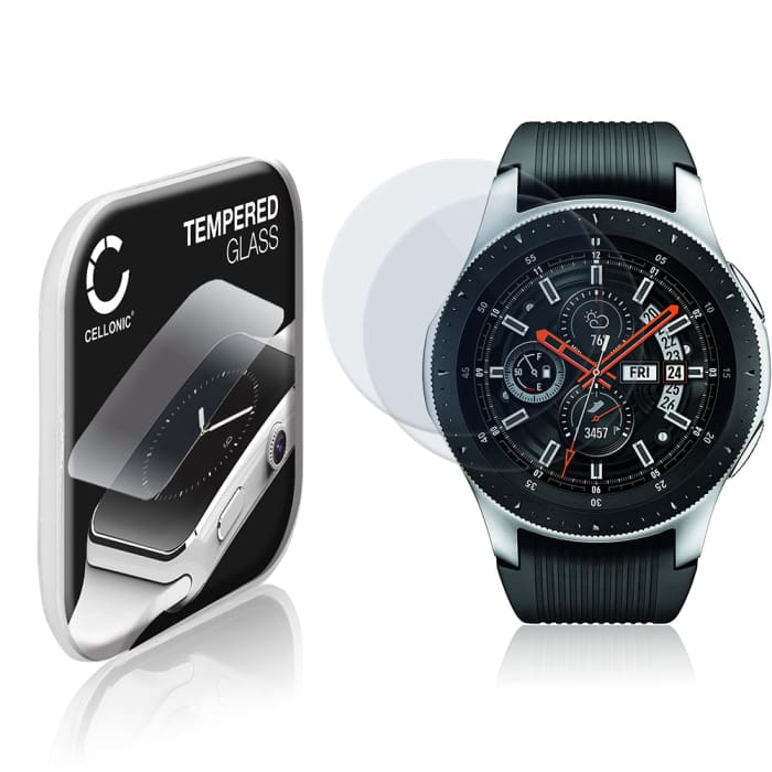 2x Protector de pantalla para smartwatch Samsung Galaxy Watch - 46mm (SM-R800) de CELLONIC - Tempered Glass (Calidad HD / 2.5D / 0,30mm / 9H), Screen protector, Cristal templado