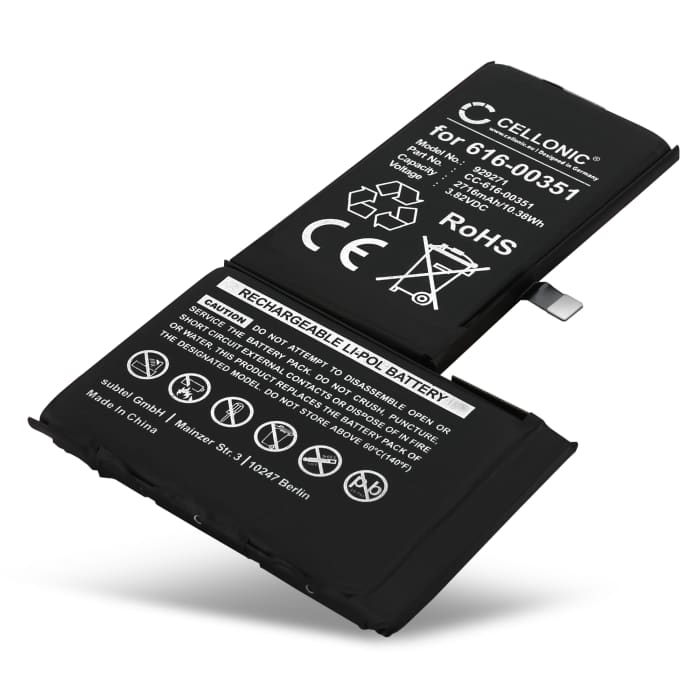 Bateria Apple 616-00351 2716mAh - 616-00351, Batería larga duración para smartphones Apple iPhone X