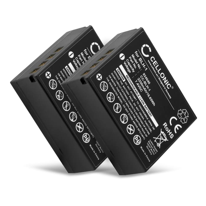 2x Batterij voor Olympus OM-D E-M1 Mark II, Olympus OM-D E-M1 Mark III, Olympus OM-D E-M1X 2250mAh camera van CELLONIC