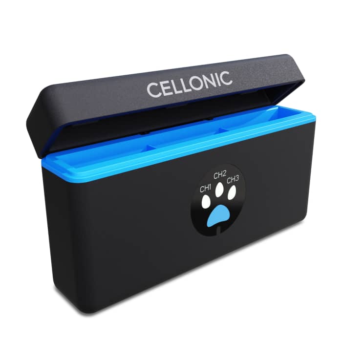 3-slot Batteriladdningsfodral för DJI Osmo Action 5 Batterier + 60cm + USB Kabel från CELLONIC