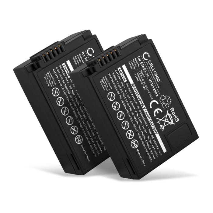 2x Accu voor Nikon Z fc, Nikon Z 50, Nikon Z 30 - 1280mAh vervangende EN-EL25, VFB12502 Accu voor camera