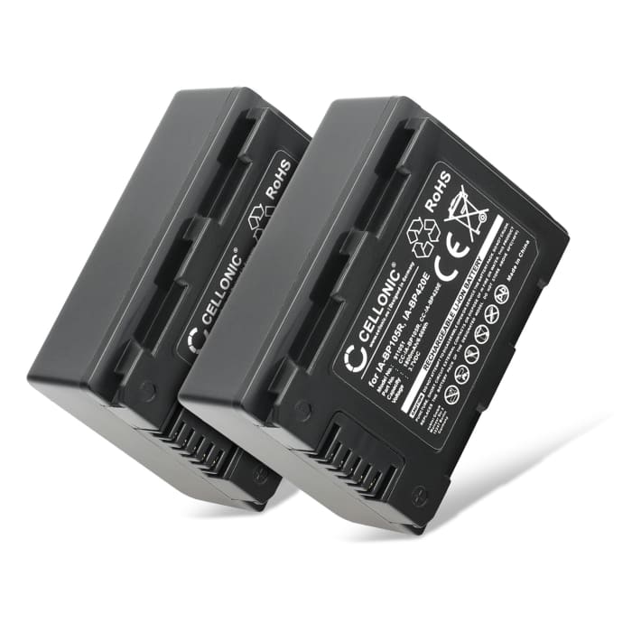 2x IA-BP105R IA-BP210E IA-BP420E accu voor Samsung HMX-F90 -F80 -F900 -F800 HMX-H200 -H400 -H300 SMX-F40 -F44 -F70 -F50 - 1800mAh vervangende accu voor camera