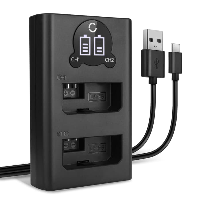 USB Dual Charger LC-E5 CBC-E5 for LP-E5 (EOS 1000D EOS 500D EOS 450D EOS Rebel XS Rebel XSi Rebel T1i) Power Supply