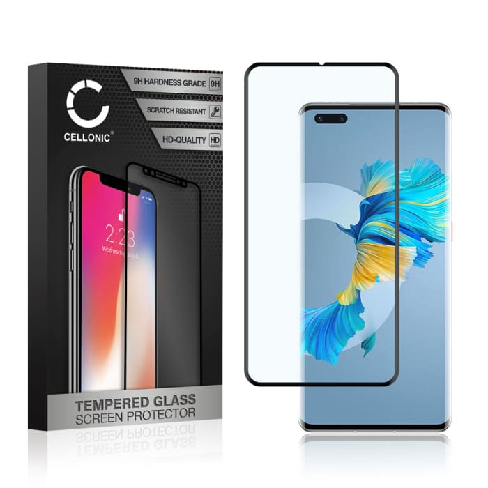Panssarilasi puhelimeen Huawei Mate 40 Pro - 3D Full Cover, 9H, 0,33mm, Full Glue, Musta, CELLONIC
