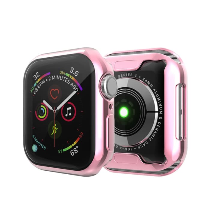 Suojakotelo näytönsuojalla Apple Watch SE / 6 / 5 / 4 - 44mm älykellolle - vaaleanpunainen TPU, 2in1 kotelo