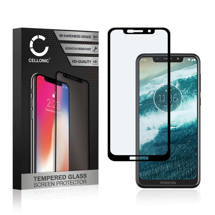 Screen Protector for Motorola One (P30 Play) Phone Screen Cover - 3D Full Cover 0,33mm Full Glue 9H Tempered Glass Smartphone Display Screen Guard Black