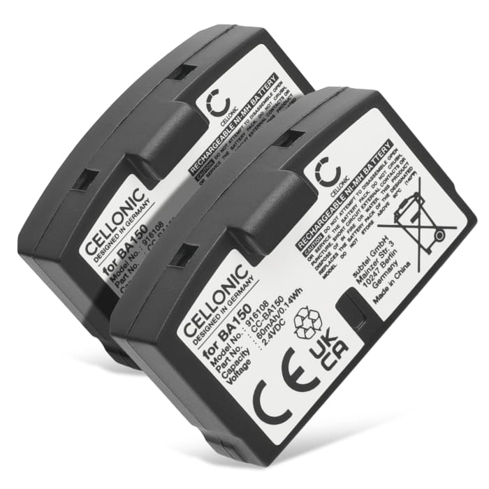 2x BA 151 Batteries for Sennheiser RS 400, IS 150, RI 50 Set TV, HD 60, TI 810, RS 2400, Audioport A 200 - BA 150/ BA 152 Replacement Headphones Battery Pack - 60mAh