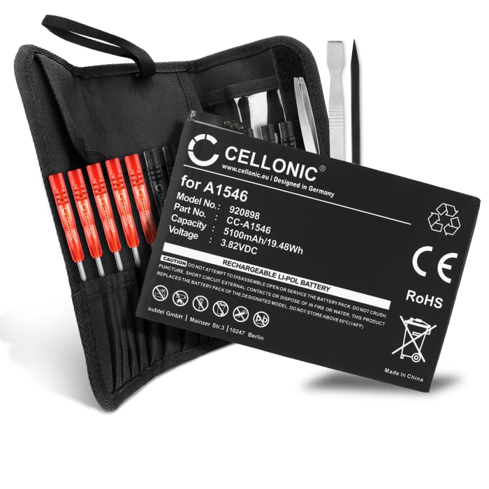 Bateria iPad A1546 gran capacidad 5100mAh - + Juego de herramientas 23pzas A1546 / 020-00297, Batería recargable para tablets iPad mini 4 (A1538/A1550)