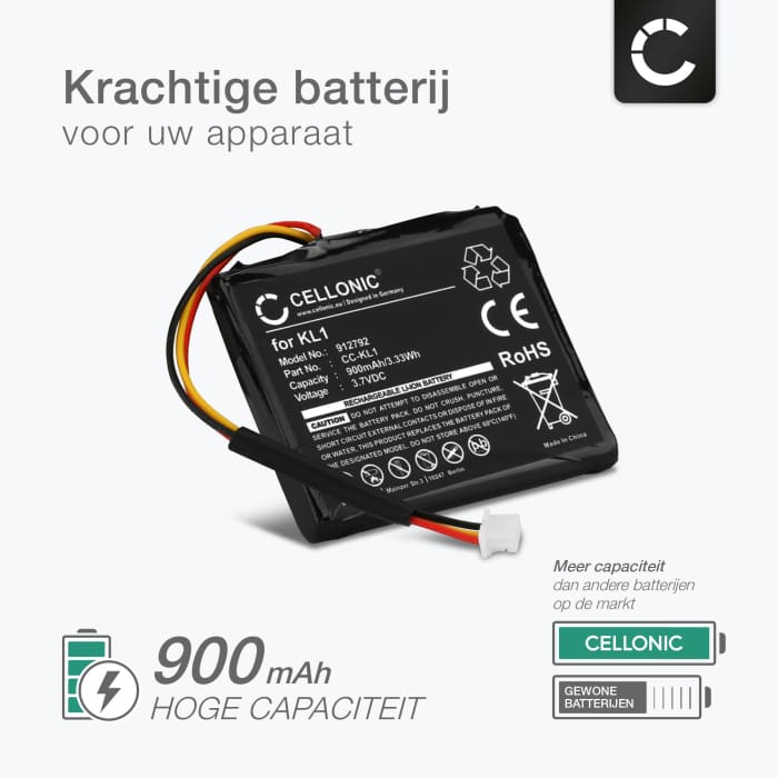 6027A0114501 KL1 GPS accu voor TomTom VIA 1405 1405M 1405T VIA 1435 1435TM VIA 1505 1505M 1505T VIA 1535 - 900mAh + Schroevendraaier-set vervangende batterij navigatie