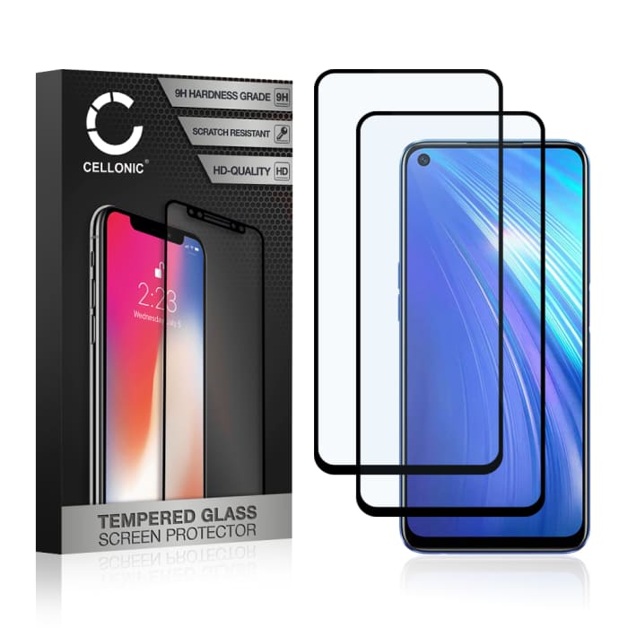 2x Vervangende screenprotector compatibel met Realme 6 smartphone (3D Case-friendly, 9H, 0,33mm, Full Glue)