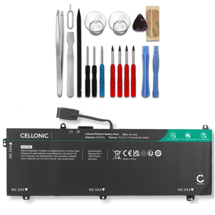 Battery for HP ZBook Studio G3, ZBook Studio G4, ZO04XL Laptop - 4150mAh 15.2V + Tool-kit