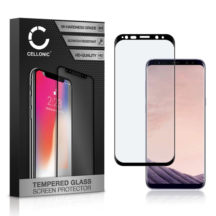 Vetro temperato CELLONIC® per Samsung Galaxy S8 Plus (SM-G955 / SM-G955F), screen protector (3D Full Cover 9H 0,33mm Full Glue) nero Pellicola salva schermo per telefono cellulare smartphone