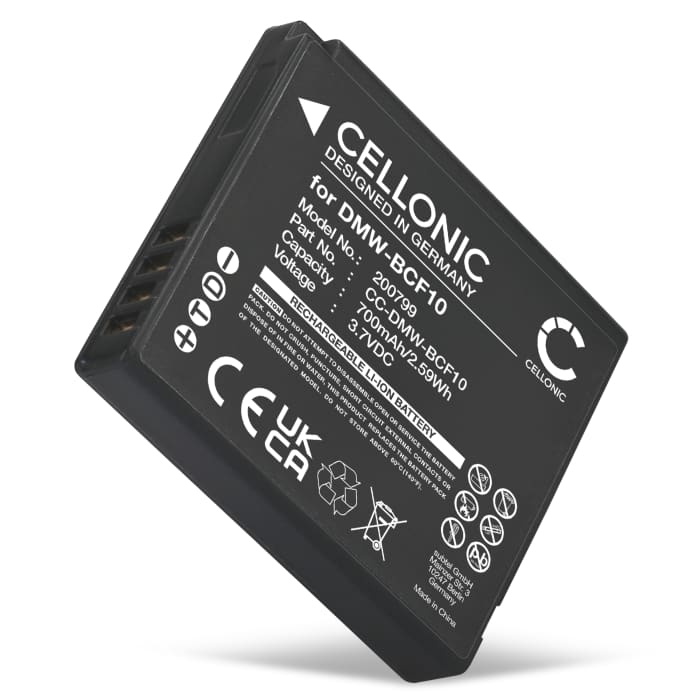 Batterij voor Panasonic Lumix FS62, FS10, FS7, FT1, FS30, FX60, FS11, FS6, FT2, FT3, FT4, DMW-BCF10 700mAh camera van CELLONIC