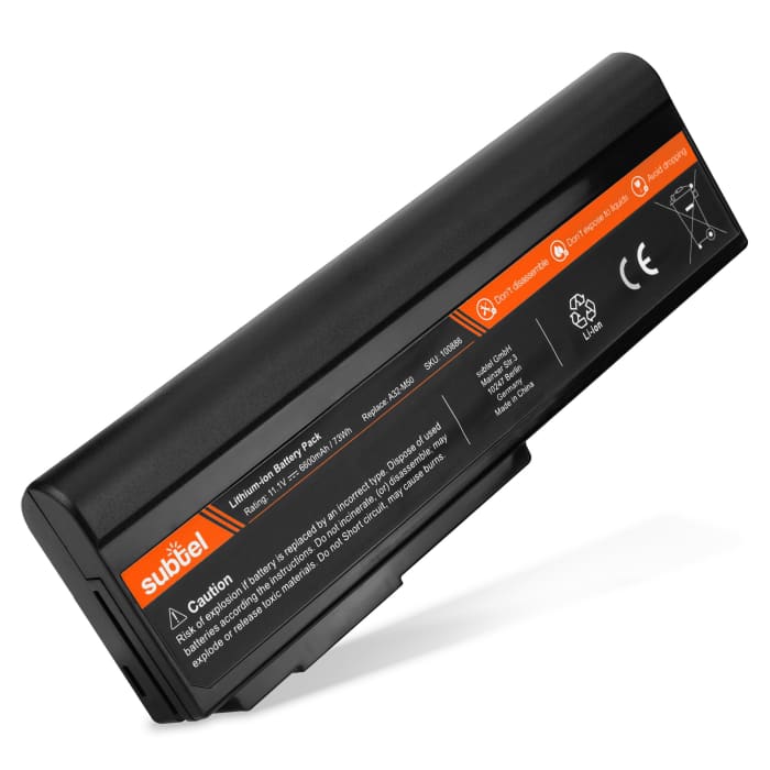 Battery for ASUS X55, M70T, X64J, X64, X64V, G50, M70V, M50V, M51, X55S, M50 10.8V - 11.1V 6600mAh from subtel