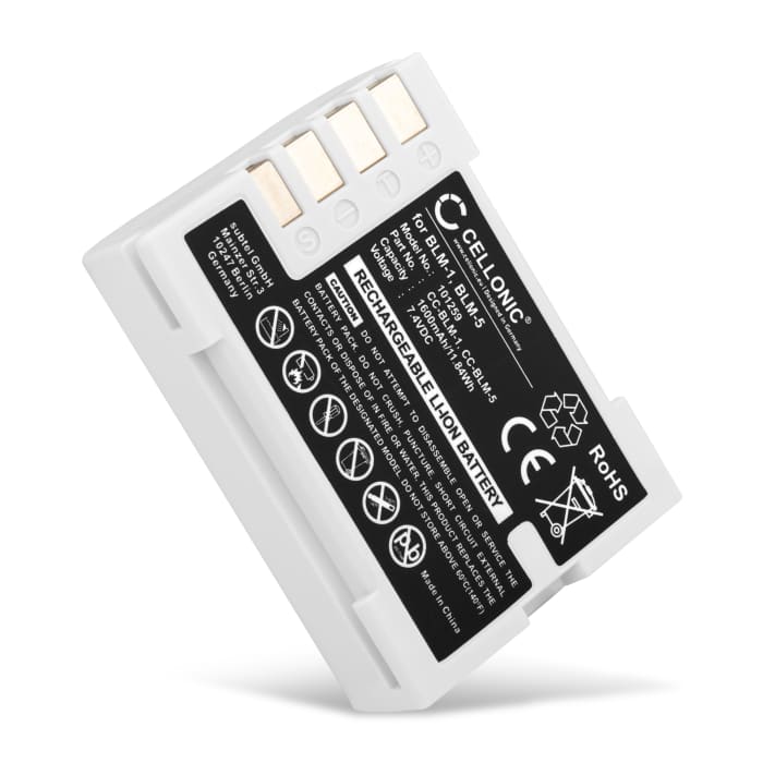 Batteria BLM-1 BLM-5 per fotocamera Olympus E-520 E-510 E-500 E-5 E-3 E-1 E-330 E-300 E-30 C-8080 C-5060 C-7070 Affidabile ricambio da 1600mAh, marca CELLONIC®