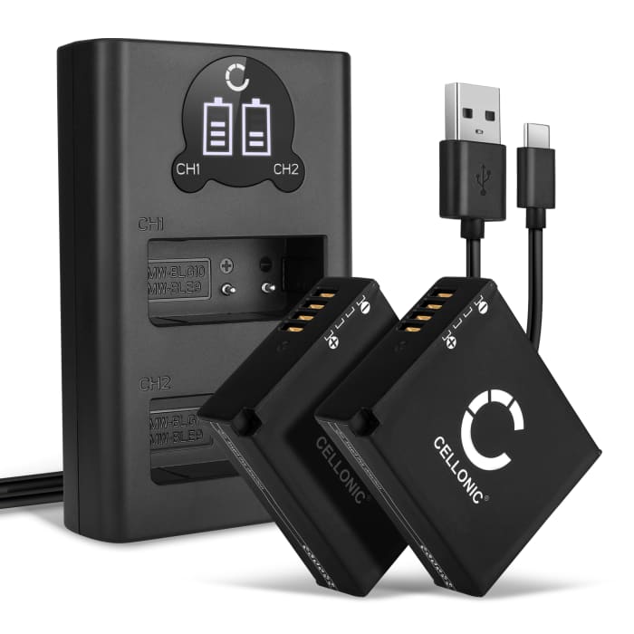 Cable Batterie Voiture CELLONIC Chargeur DMW-BLE9 DMW-BLG10 BP-DC15 Pour Appareil Photo, Alimentation Batterie DE-A98A DE-A99B, Câble Charge Rapide, Adaptateur Secteur Chargeur Accus