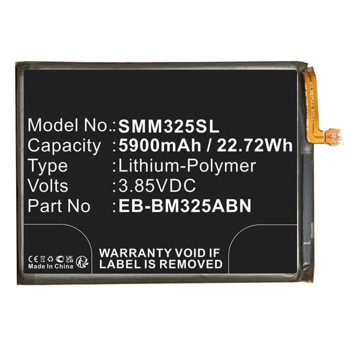 Batterij compatibel met Samsung Galaxy M32 (SM-M325) - EB-BM325ABN 5900mAh vervangende accu reservebatterij extra energie