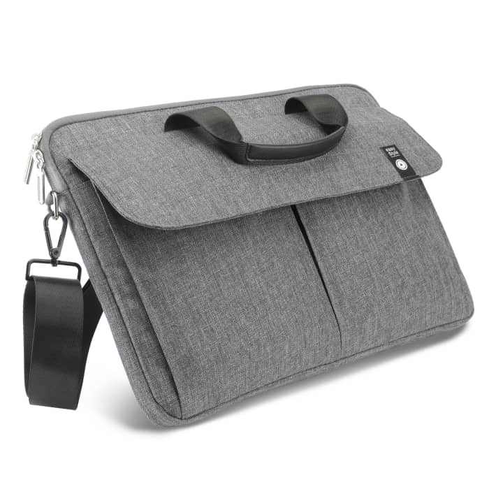 CELLONIC® Borsa per laptop 14,1 fino a 15,4 pollici, custodia universale in poliestere grigio per notebook di tutte le marche - Case antiurto, anti-shock, idrorepellente