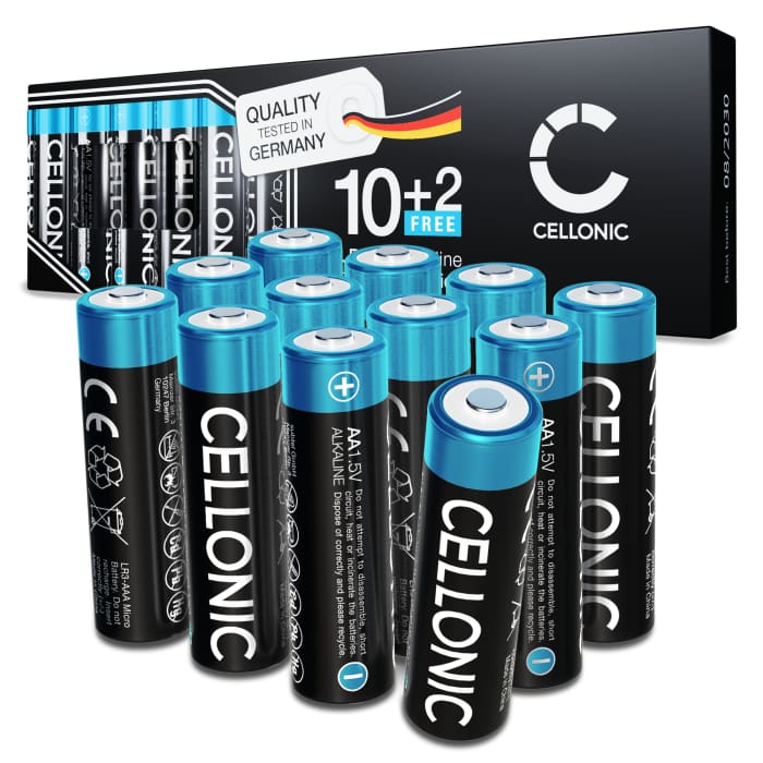 12-pack CELLONIC 1.5V Alkaline AA-batterier – 2900mAh LR6, AM3, Mignon, MN1500 engångsbatterier för fjärrkontroller, leksaker, ficklampor, klockor m.m.
