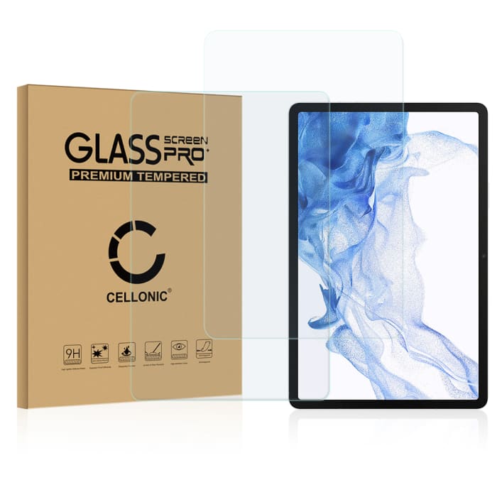 2x Vetrino protettivo 9H CELLONIC® per tablet Samsung Galaxy Tab S8 X700N, (2.5D Screen protector 0,33mm Full Glue), colore Trasparente, pellicola salva-schermo anche per e-reader