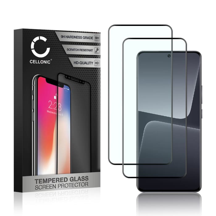 2x Panssarilasi puhelimeen Xiaomi 13 Pro - 3D Full Cover, 9H, 0,33mm, Full Glue, Musta, CELLONIC