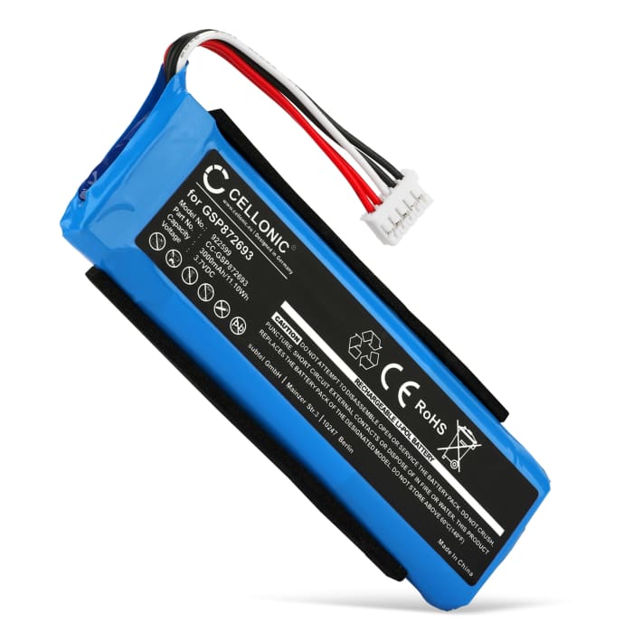 Vervangende batterij voor JBL Flip 3 speaker GSP872693, P763098 03 - 3000mAh accu luidspreker