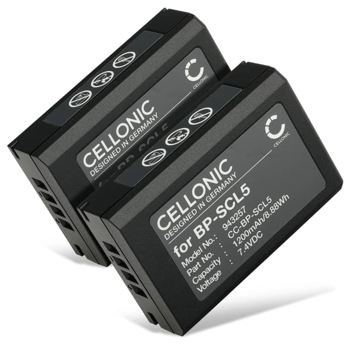 2x Battery for Leica M10, M10-R, M10-P BP-SCL5 (1200mAh, 7.4V) from CELLONIC