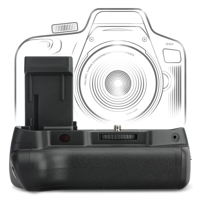 Impugnatura Battery Grip BG-E10 per fotocamera Canon EOS 1100D, 1200, 1300D, 2000D, EOS Kiss X50, Kiss X70, Kiss X80, EOS Rebel T3, T5, T6 camera grip LP-E10 accessorio multifunzione per fotografia verticale, 230 grammi