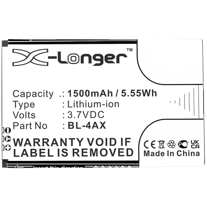 Batería para Nokia 6300 4G 8000 4G TA-1286 TA-1287 TA-1291 TA-1294 TA-1300 TA-1303 TA-1305 TA-1311 TA-1324 TA1307 - BL-4AX (1500mAh) , Batería de Reemplazo