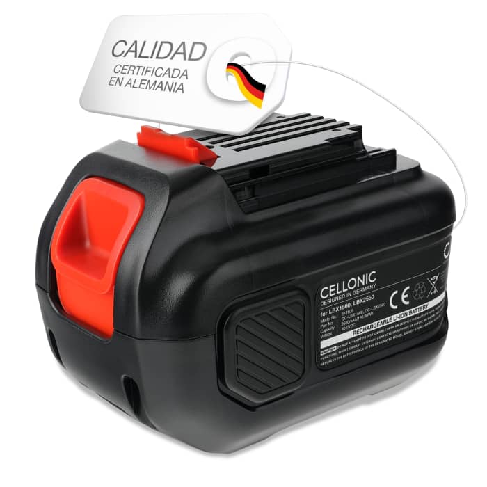 Batería para herramientas Black & Decker 60V MAX Blower, 60V MAX trimmer, CM2060C, LHT360, LHT360C, LHT360CFF 2500mAh 60V Li Ion de CELLONIC