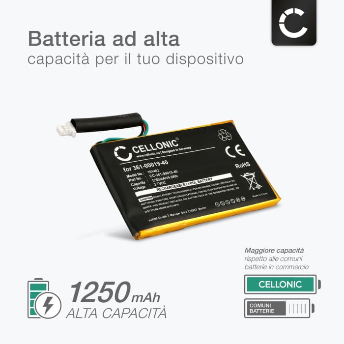 Batteria di ricambio 361-00019-40 361-00019-11 per navigatore Garmin Nüvi 760 760T 765 765T 700 710 710T 3590 da 1250mAh + Set di strumento per smontare agevolmente anche viti di altri dispositivi