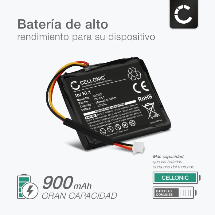 Batería para GPS TomTom VIA 1405 1405M 1405T VIA 1435 1435TM VIA 1505 1505M 1505T VIA 1535 - 6027A0114501 KL1 (900mAh) + Juego de herramientas Batería recargable, Batería de repuesto