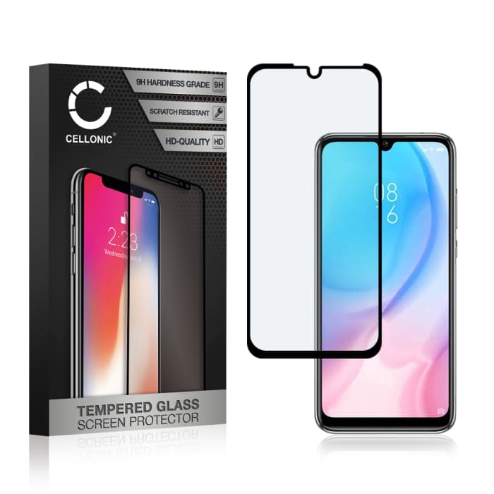 Panssarilasi puhelimeen Xiaomi Mi A3 - 3D Full Cover, 9H, 0,33mm, Full Glue, Musta, CELLONIC