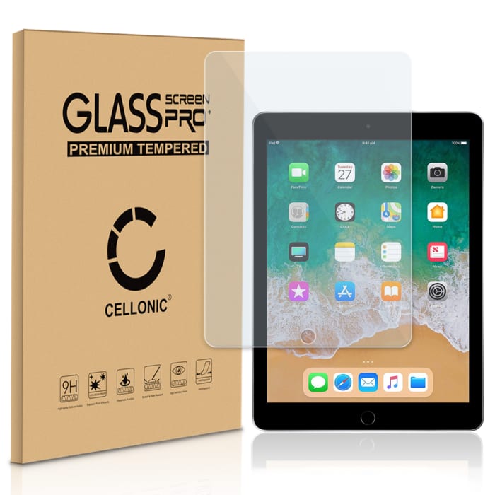 Vetrino protettivo 9H CELLONIC® per tablet iPad Air 2 / iPad Pro 9.7" / iPad 5 / iPad 6, (2.5D Screen protector 0,33mm Full Glue), colore Trasparente, pellicola salva-schermo anche per e-reader