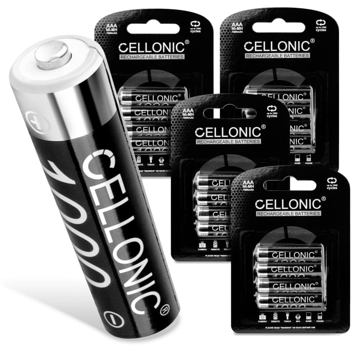 Cellonic® z ricaricabile - 1000mAh, precaricato, lunga durata - 16x Batteria AAA, Micro, HR03