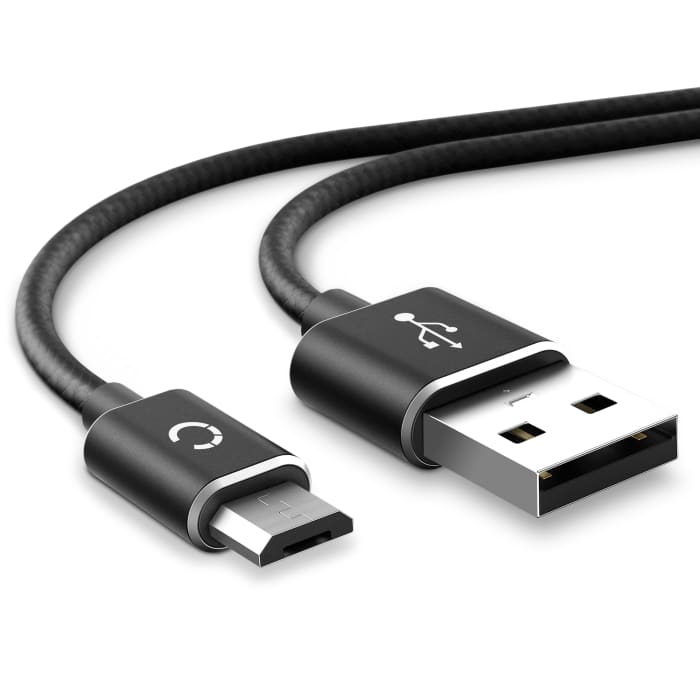 Cable USB para TechniSat TECHNIPHONE 5 / ISI 4, 3, 2 - Cable de Carga y Datos 1m 2.4A negro plateado Nylon