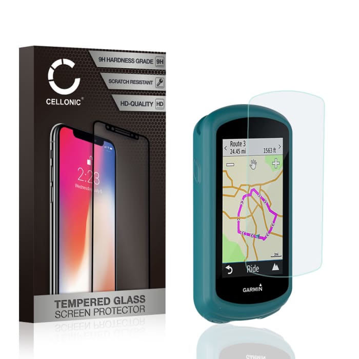 Backcover + Displaybeschermglas voor Garmin Edge 1030 / Edge 1030 Plus - Siliconen, groen Tasje Zakje Hoesje