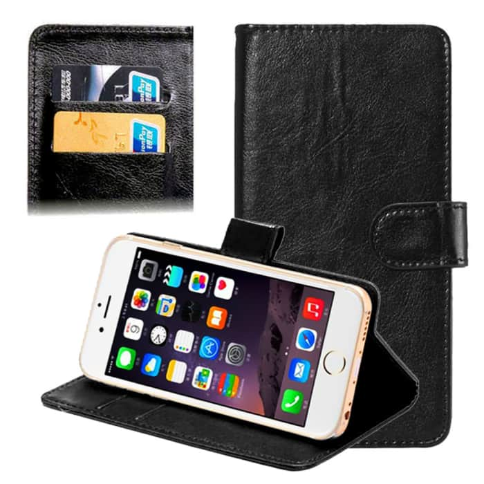 Smart Case para Smartphones (13.5cm x 7cm x 1.7cm / ~ 4,3 - 4,8") - Cuero PU, negro Funda