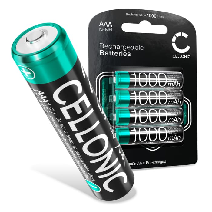 CELLONIC® AAA Rechargeable Batteries 1.2v 1000mAh NiMH AAA R03 Batteries / LR03 Batteries / Triple A Micro AAA Battery 4 Pack - Pre-Charged, High Capacity and Long Life