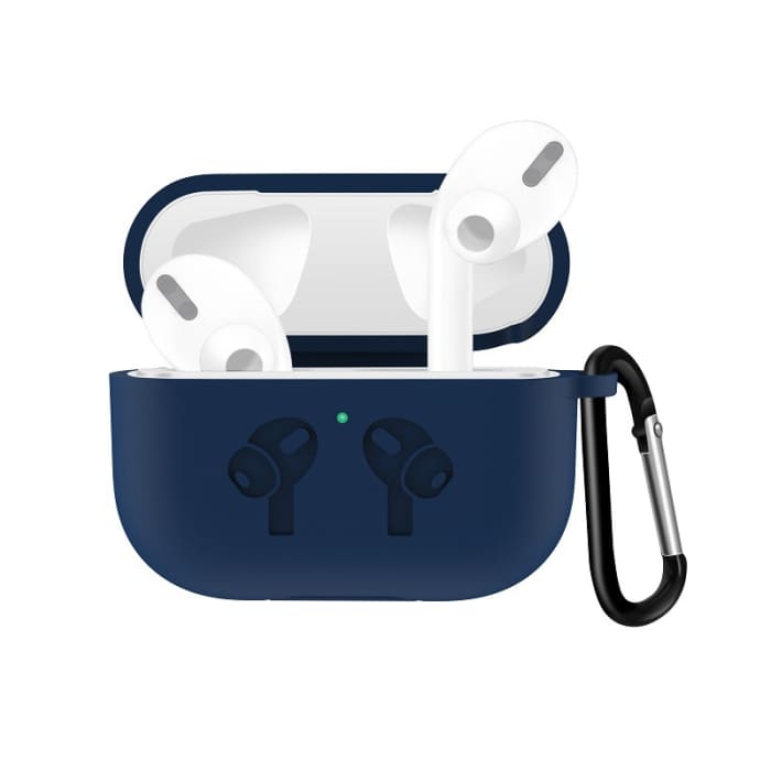 subtel® Case Cover for Apple AirPods Pro Cases - Protective Plastic Soft Shell Charging Case Skin Portable & Shockproof w/ Keyring Carabiner Clip - Blue