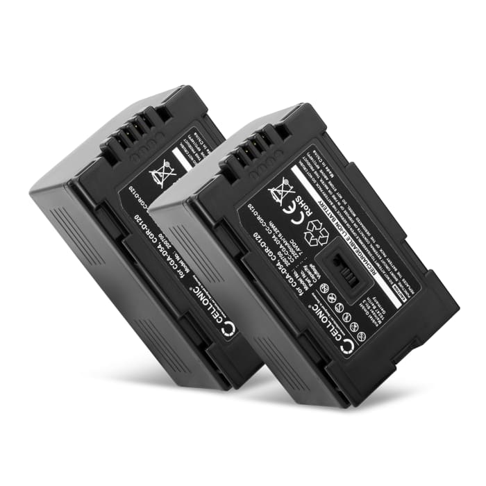 2x CGA-D54 CGR-D120 -D220 Battery for Panasonic AG-DVX100 NV-GS11 NV-DS60 NV-GS1 NV-DS27 NV-DS29 NV-MX500 NV-DA1 NV-DS15 2200mAh Camera Battery Replacement