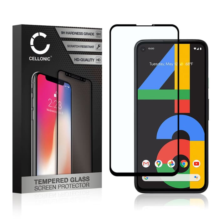 Screen Protector for Google Pixel 4A 4G Phone Screen Cover - 3D Full Cover 0,33mm Full Glue 9H Tempered Glass Smartphone Display Screen Guard Black