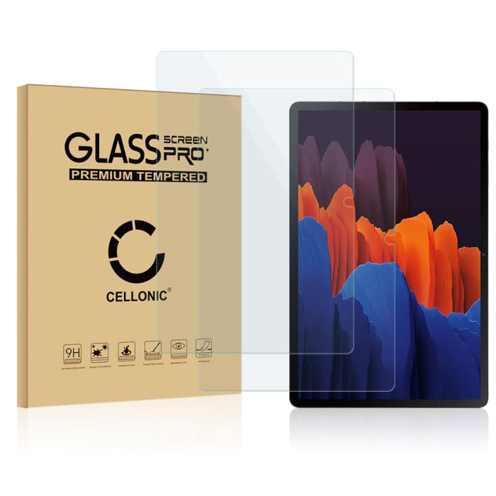 2x Screenprotector compatibel met Samsung Galaxy Tab S7 (SM-T870 / SM-T875) tablet beeldscherm (2.5D, 9H, 0,33mm, Full Glue)