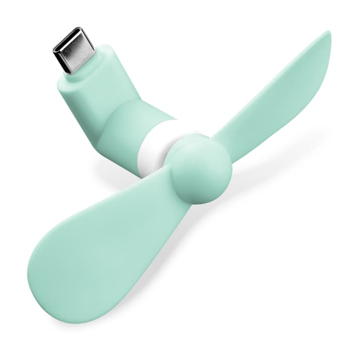 CELLONIC USB C Phone Fan for Smartphone, Mobile Phone, Tablet, Switch - Cute & Powerful Type C OTG Plug In Mobile Fan - Mini, Portable Travel Fan - turquoise