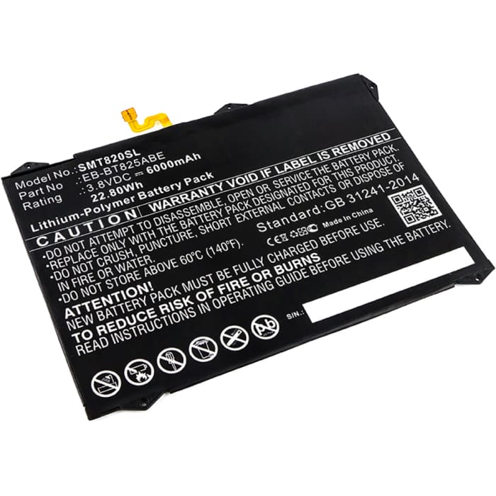 Vervangende EB-BT825ABA batterij voor Samsung Galaxy Tab S3 (SM-T820 / SM-T825) tablet - 6000mAh wisselbare accu,  tablet