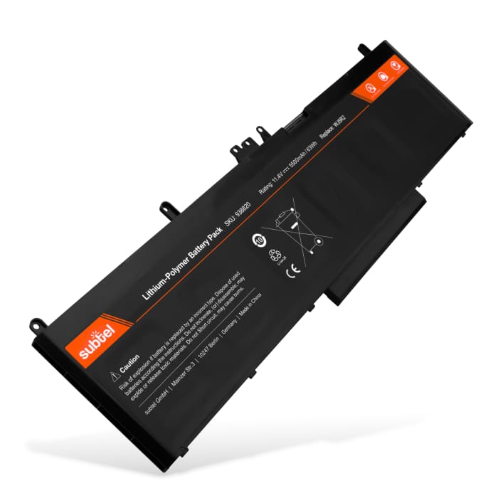 Batteria subtel® WJ5R2, 4F5YV per notebook Dell Latitude E5570 / Precision 3510 Affidabile ricambio da 5500mAh Sostituzione ottimale per computer portatile laptop Dell