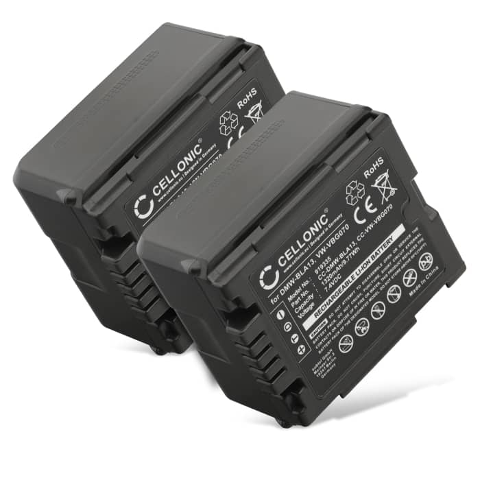 2x Battery for Panasonic HDC-SD100, HDC-SD10, -SD707, -SD600, HDC-TM700, Lumix DMC-L10 1320mAh from CELLONIC
