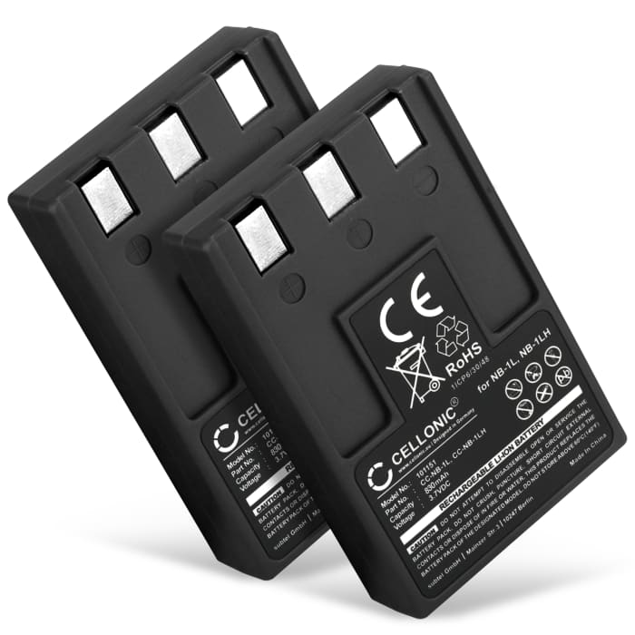 2x Batterij voor Canon Digital IXUS 300 330 400 430 500 IXUS V2 V V3 PowerShot S100 Digital ELPH 830mAh camera van CELLONIC