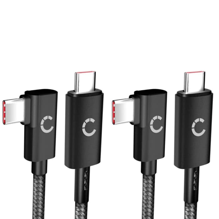 USB C a USB C 100W Cable (2 Pieza) L Shape Ángulo recto 1m Nylon Cable de carga de datos USB 3.1 10 Gbps 8K para teléfono móvil, tableta, smartwatch, GPS, altavoz y mucho más.