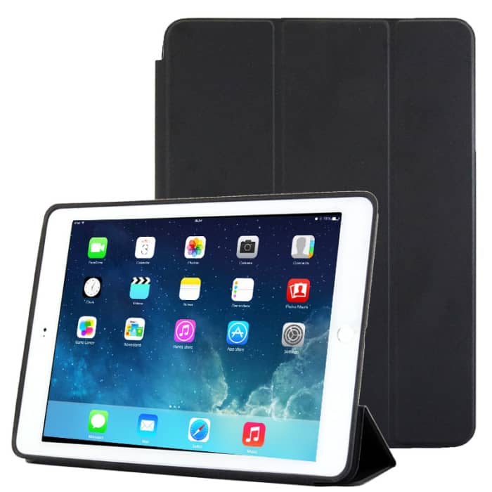 Flip Cover tablet hoes compatibel met iPad Air 2 (Wake / Sleep) tablethoes met bumper en standaard / standfunctie - Plastic zwart staande klaphoes bookstyle - touchscreen